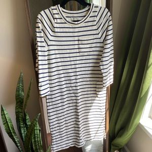 Madewell Pocket Tee Midi Dress in Nautical Stripe